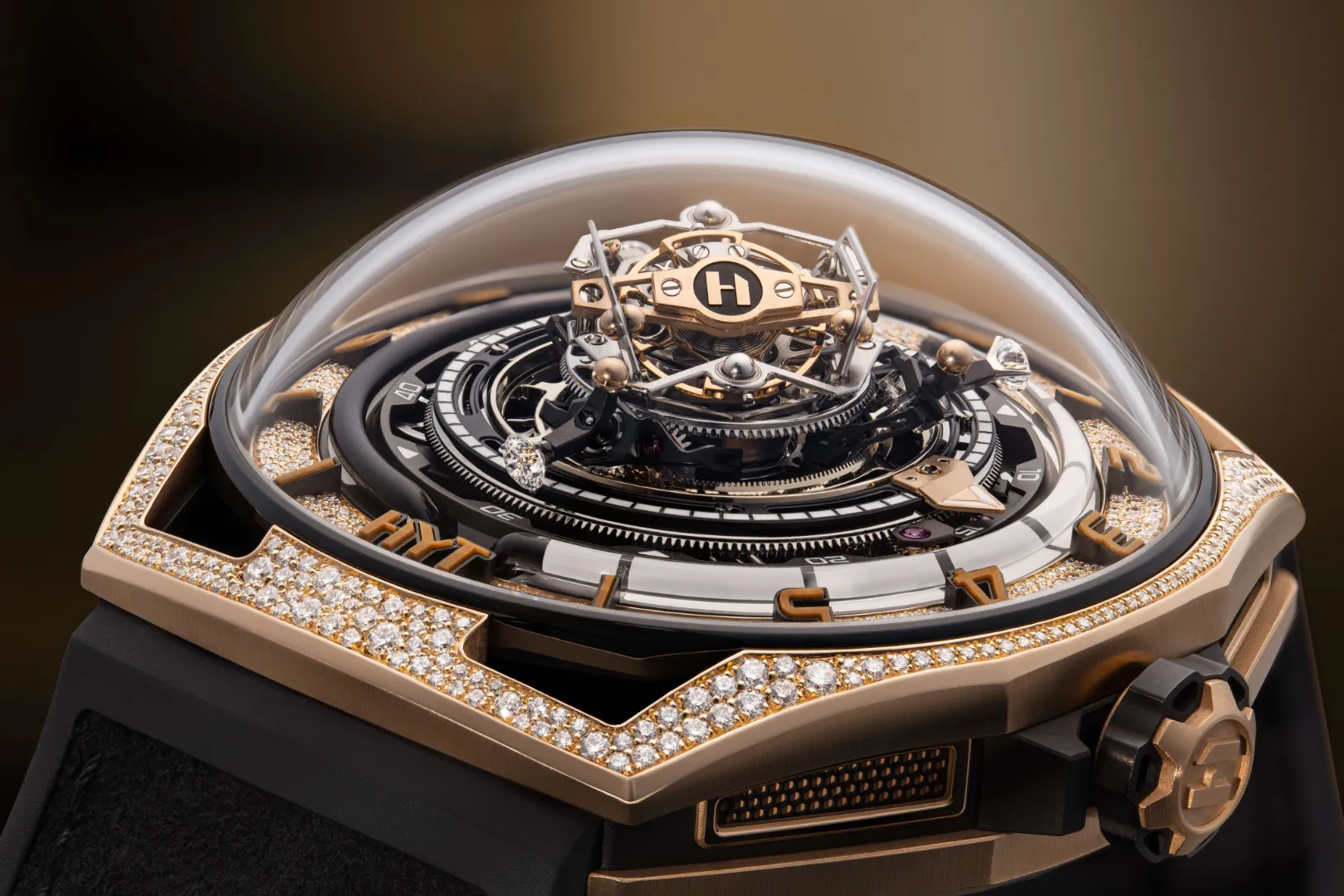 Détail du mouvement du Conical Tourbillon HYT